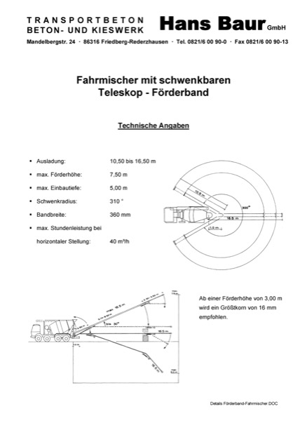 Titelseite: Fahrmischer mit Teleskop-Förderband